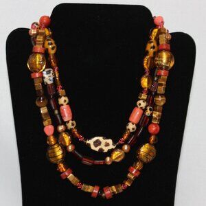 Tri-Strand Glass Bead Necklace
